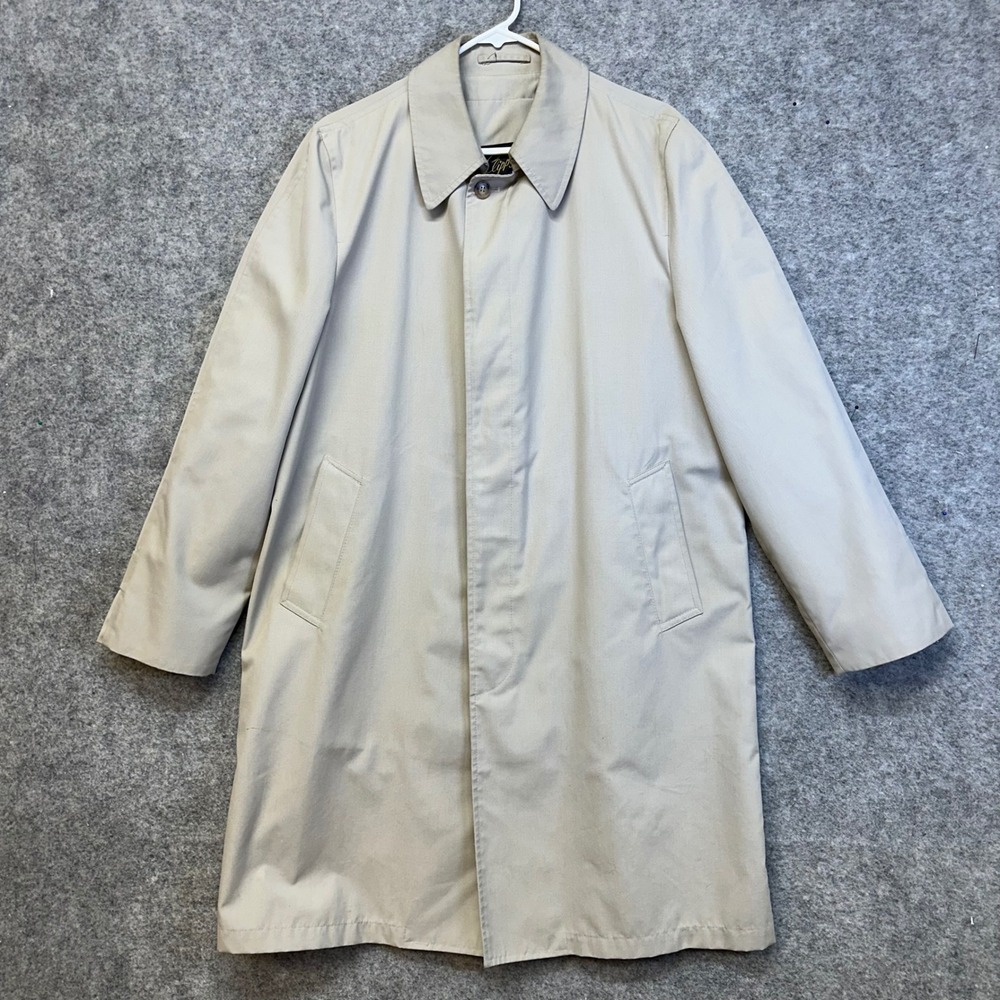 Clipper Mist All Weather Coat Mens 40 Reg Tan Vintage Single Breasted Twill